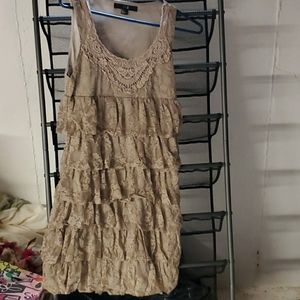 Tan frilly dress